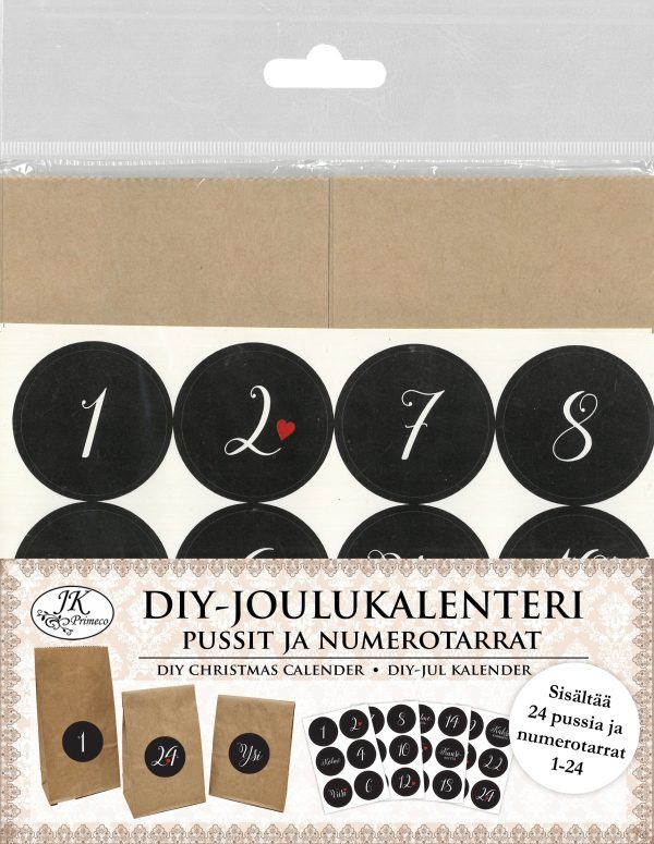 DIY-Joulukalenteri Pussit ja numerotarrat natur Online Sale