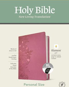 NLT Personal Size Giant Print Bible, Filament Enabled Edition (Red Letter, Leatherlike, Peony Pink, Indexed) Sale