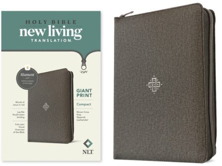 NLT Compact Giant Print Zipper Bible, Filament-Enabled Edition (Leatherlike, Woven Cross Gray, Red Letter) Hot on Sale