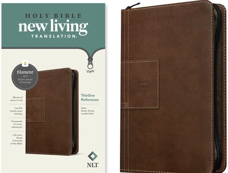 NLT Thinline Reference Zipper Bible, Filament Enabled (Leatherlike, Atlas Rustic Brown, Red Letter) For Discount